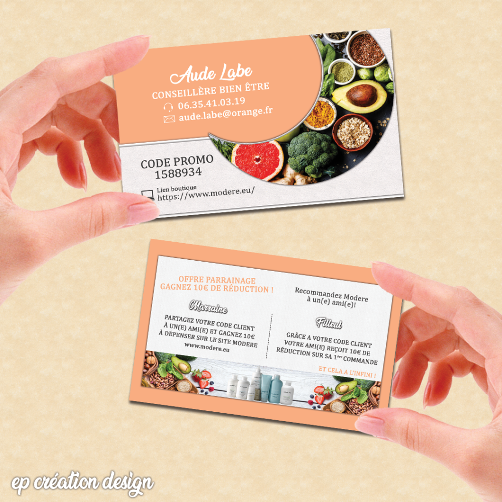 Cartes de visite d'Aude, conseillère bien être