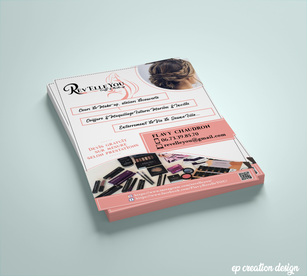 Flyers pour Rev'elle You pour proposer ses services de coiffeuse