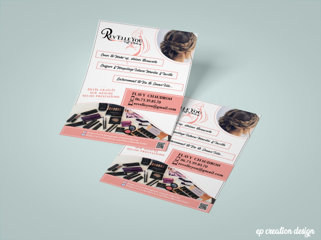 Flyers pour Rev'elle You pour proposer ses services de coiffeuse