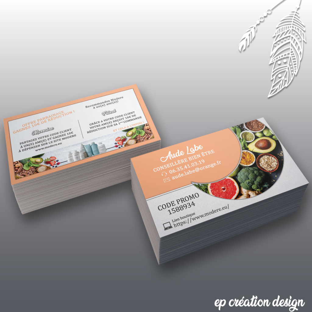 Cartes de visite d'Aude, conseillère bien être