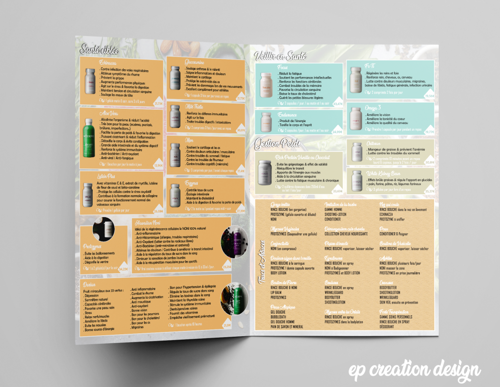 Livret de présentation des produits modere proposés par Aude - Recto