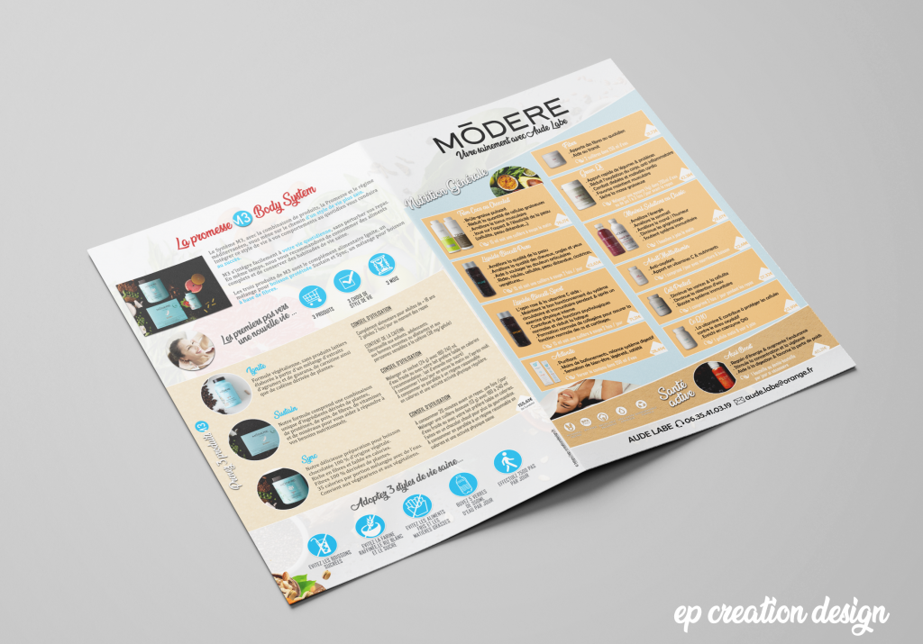 Livret de présentation des produits modere proposés par Aude - Verso