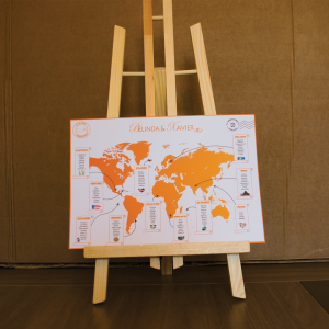 Photo du plan de table mariage format carte du monde
