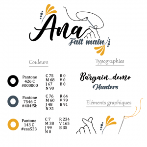 Charte graphique du logo Ana Fait Main