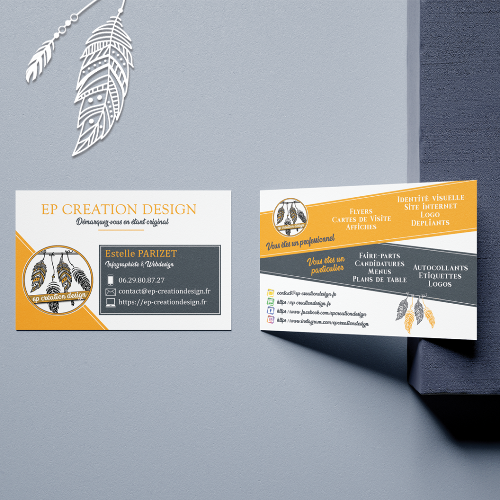 Cartes de visite réalisées sur mesure pour une infographiste à son compte