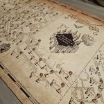 Organisez votre mariage Harry Potter avec un plan de table unique, reprenant le design emblématique de la carte du Maraudeur.