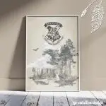 Affiche décorative mariage Harry Potter, la forêt interdite à l'école Poudlard