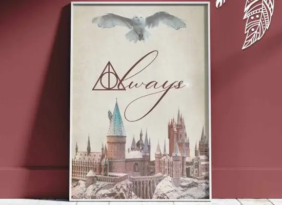 Belle affiche encadrée Hedwige, la chouette blanche Harry Potter