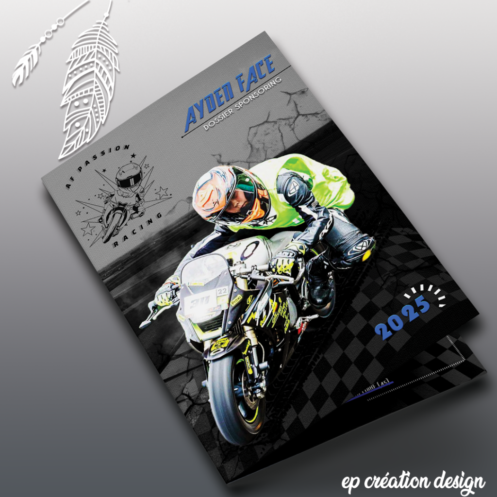 Press book pour jeune pilote course moto pour promouvoir auprès de futurs sponsors