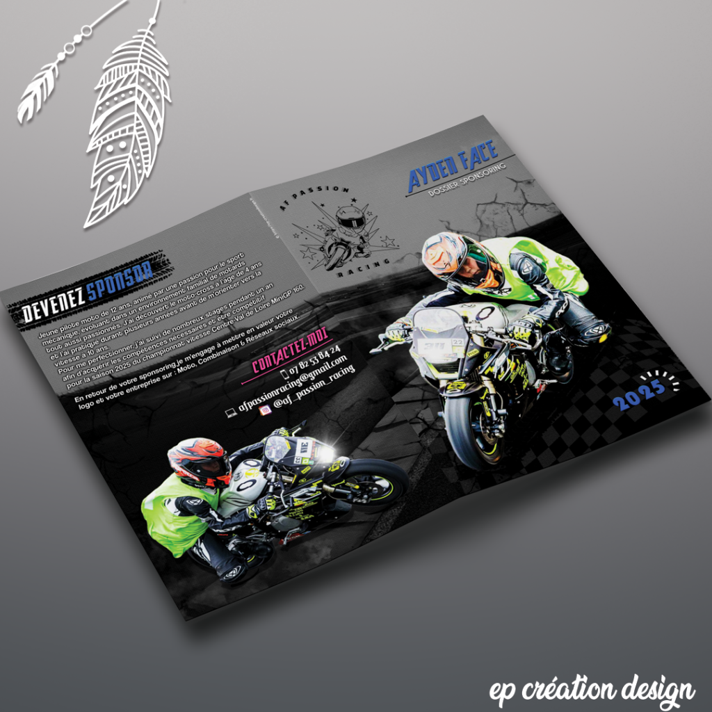 Livret sponsoring pour jeune pilote moto et votre passion mécanique sport