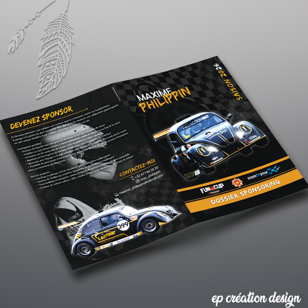Dossier sponsor aux couleurs de votre auto et de votre combinaison